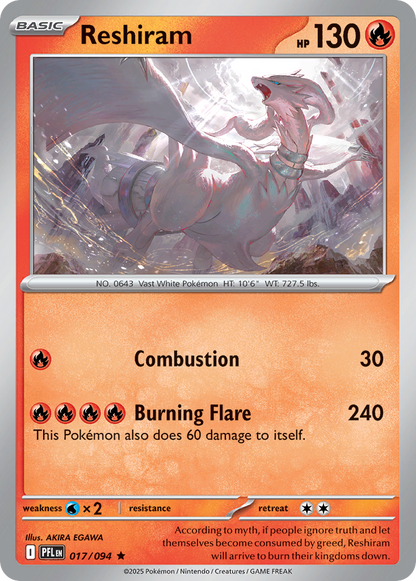 Reshiram 017/094 Phantasmal Flames Pokemon Holo