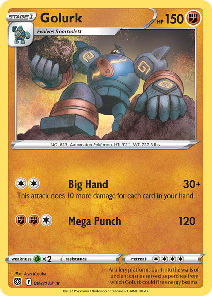 Golurk 083/172 Brilliant Stars Pokemon Reverse Holo Rare NM