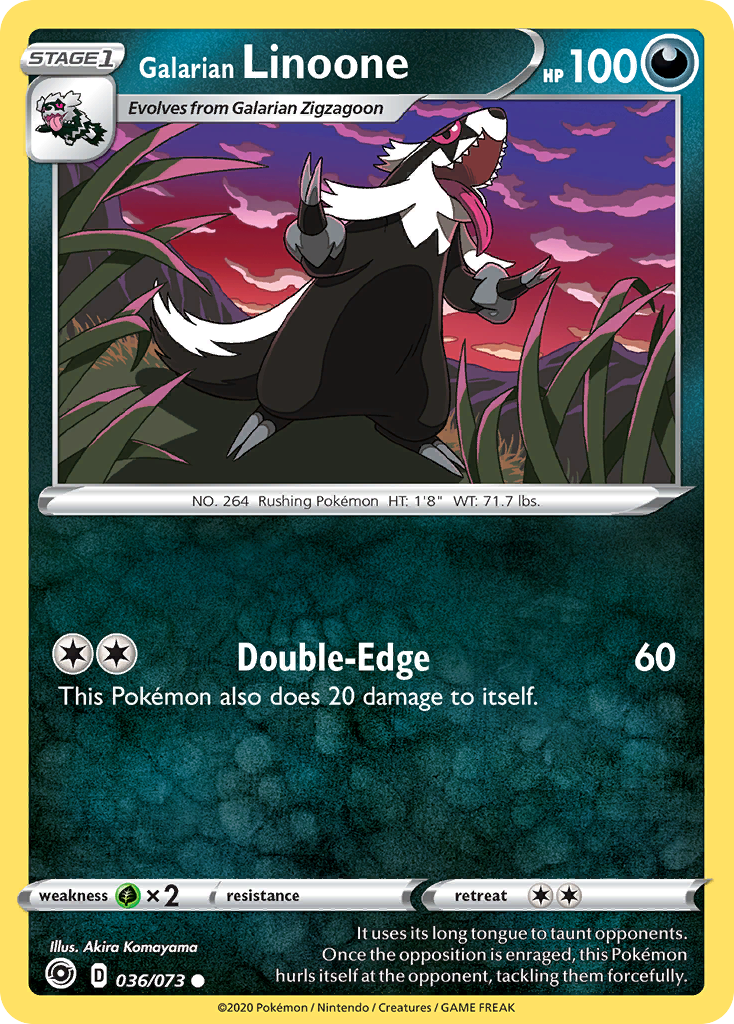 Galarian Linoone 036/073 Champion's Path Pokemon Reverse Holo Common NM