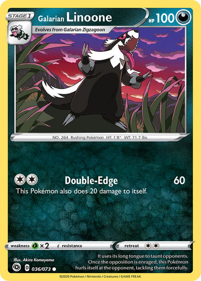 Galarian Linoone 036/073 Champion's Path Pokemon Reverse Holo Common NM