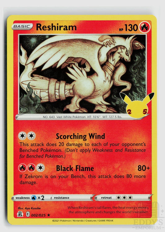 Reshiram 002/025 Celebrations Pokemon Holo