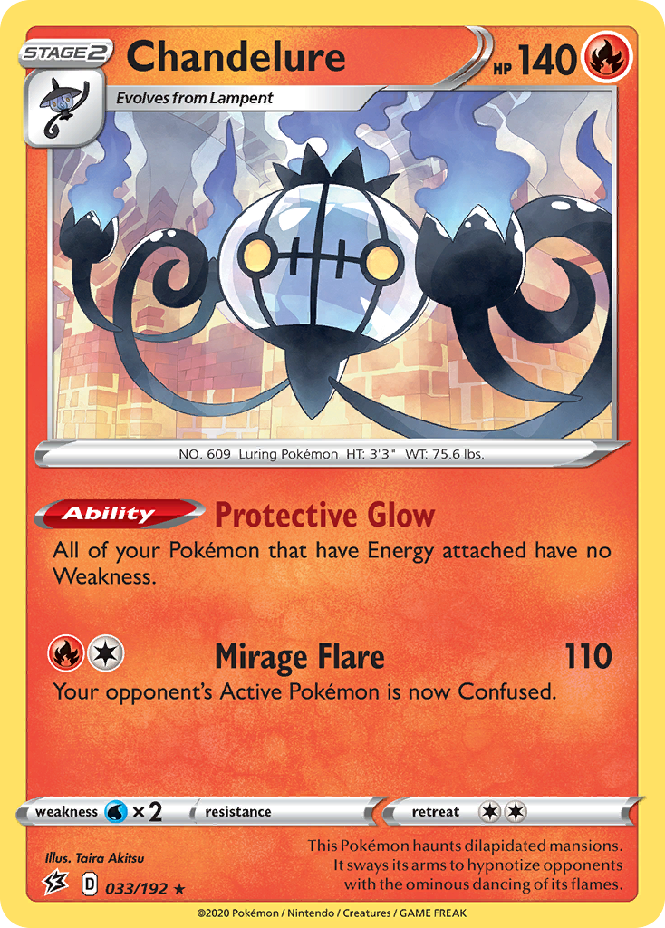 Chandelure 033/192 Rebel Clash Pokemon Holo Rare NM