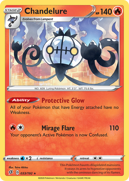 Chandelure 033/192 Rebel Clash Pokemon Holo Rare NM
