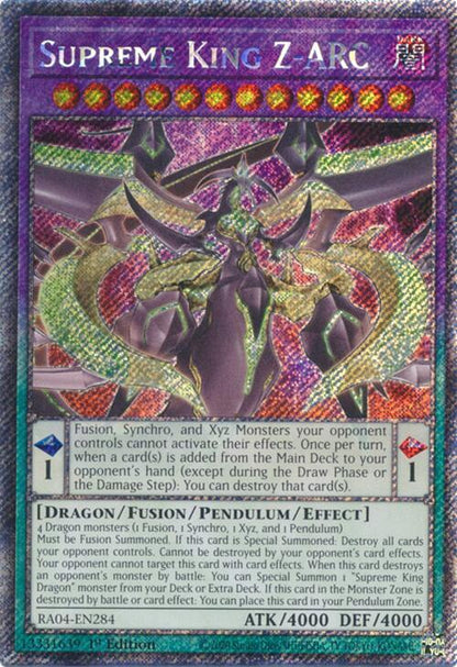 Supreme King Z-ARC (Platinum Secret Rare) RA04-EN284 Quarter Century Stampede Yu-Gi-Oh 1st Edition NM