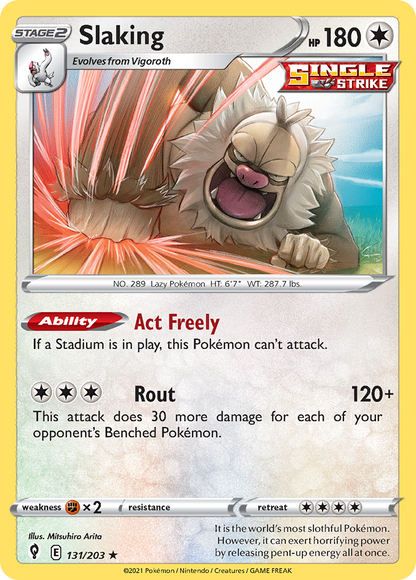 Slaking 131/203 Evolving Skies Pokemon Reverse Holo Rare NM