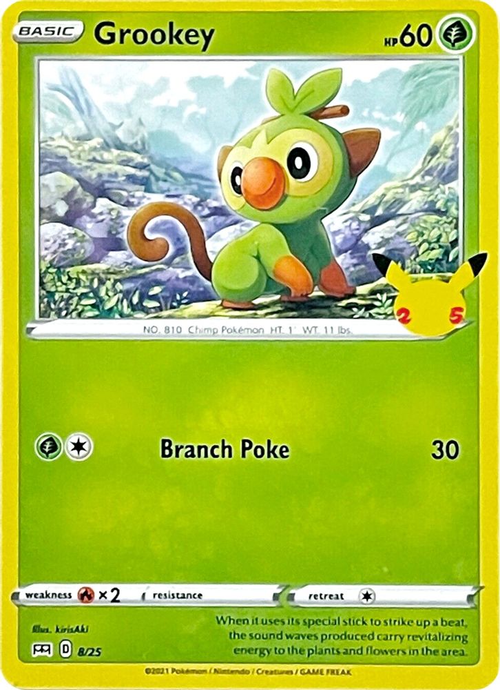 Grookey 008/025 McDonald's 25th Anniversary Promos Pokemon Holo Promo