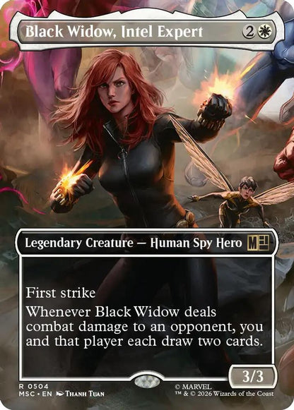 Black Widow, Intel Expert (Borderless) 504 Commander: Marvel Super Heroes Magic: The Gathering Foil