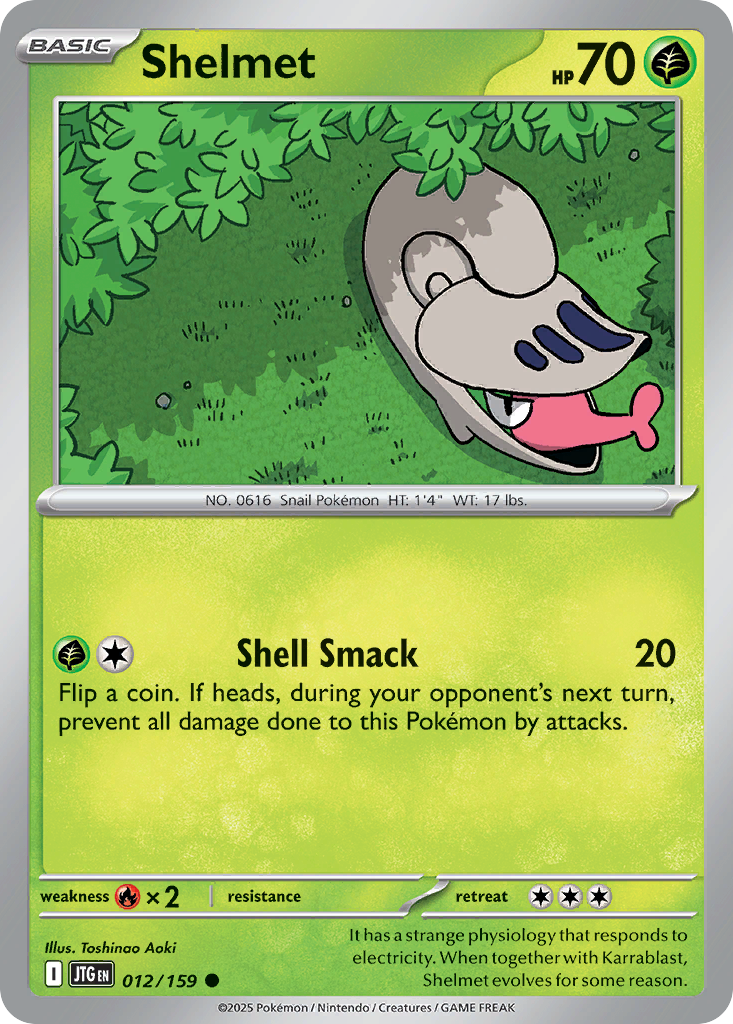 Shelmet 012/159 Journey Together Pokemon Reverse Holo Common NM