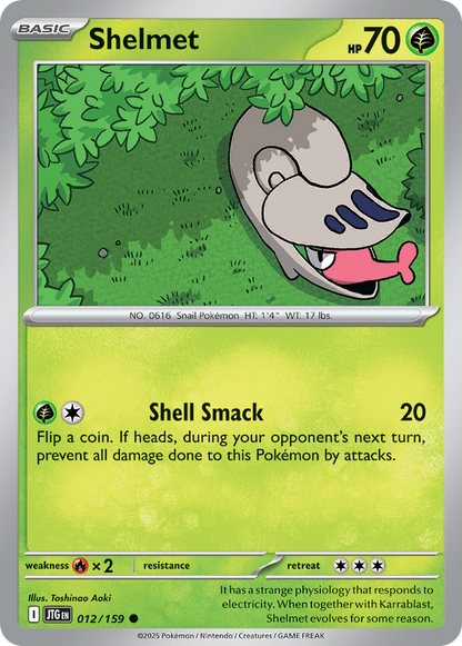 Shelmet 012/159 Journey Together Pokemon Reverse Holo Common NM