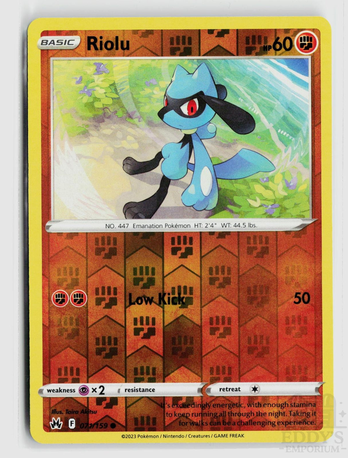 Riolu 071/159 Crown Zenith Pokemon Reverse Holo Common NM