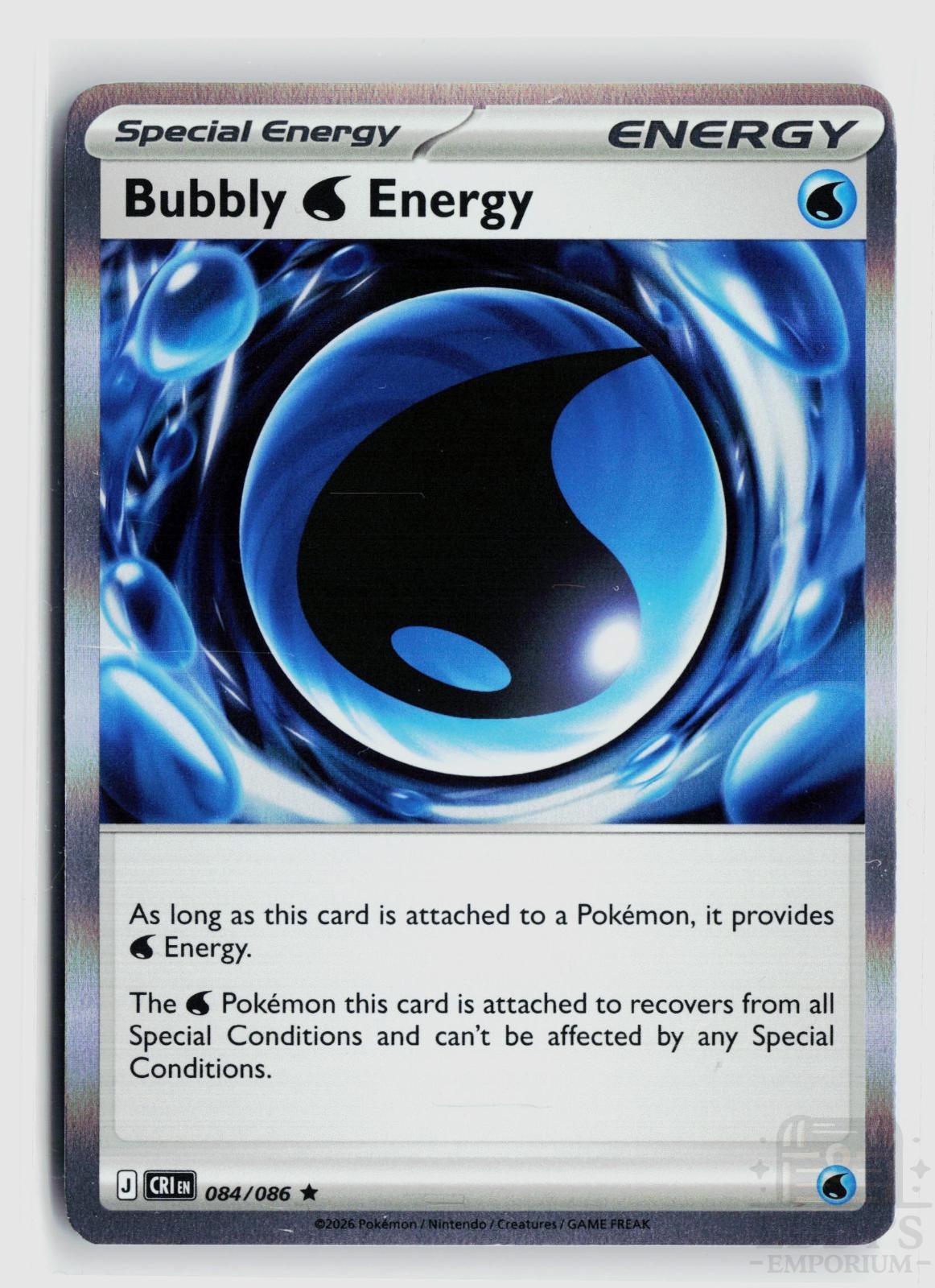 Bubbly W Energy 084/086 Chaos Rising Pokemon Holo Rare NM