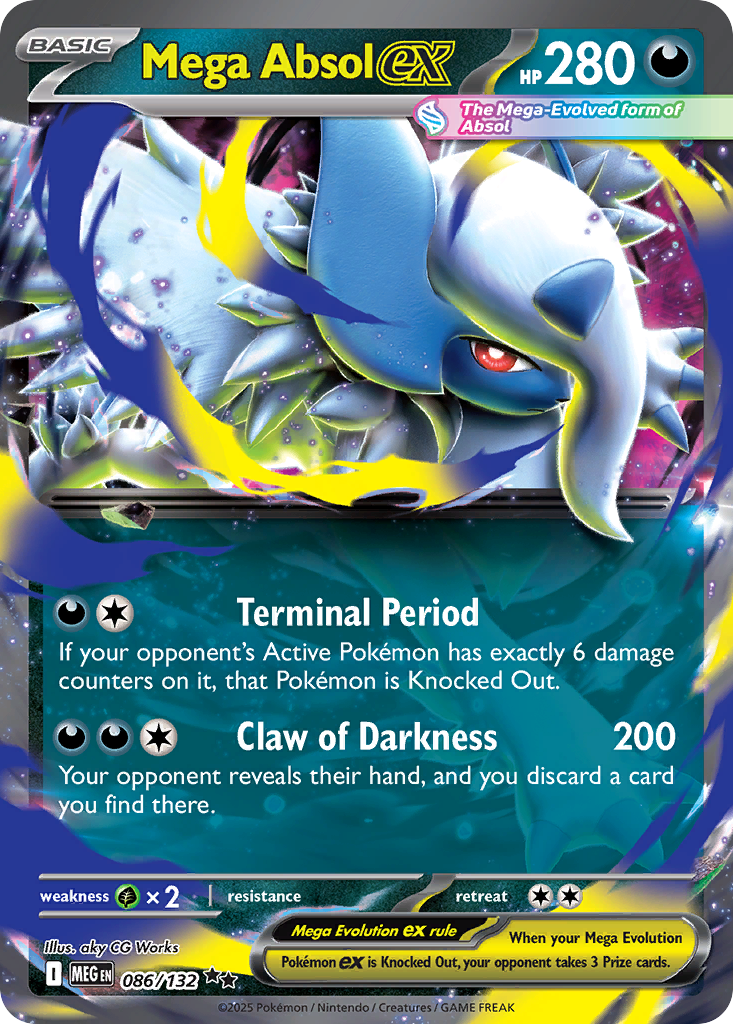 Mega Absol ex 086/132 Mega Evolution Pokemon Holo Double Rare