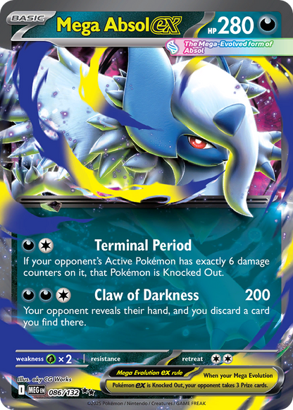 Mega Absol ex 086/132 Mega Evolution Pokemon Holo Double Rare