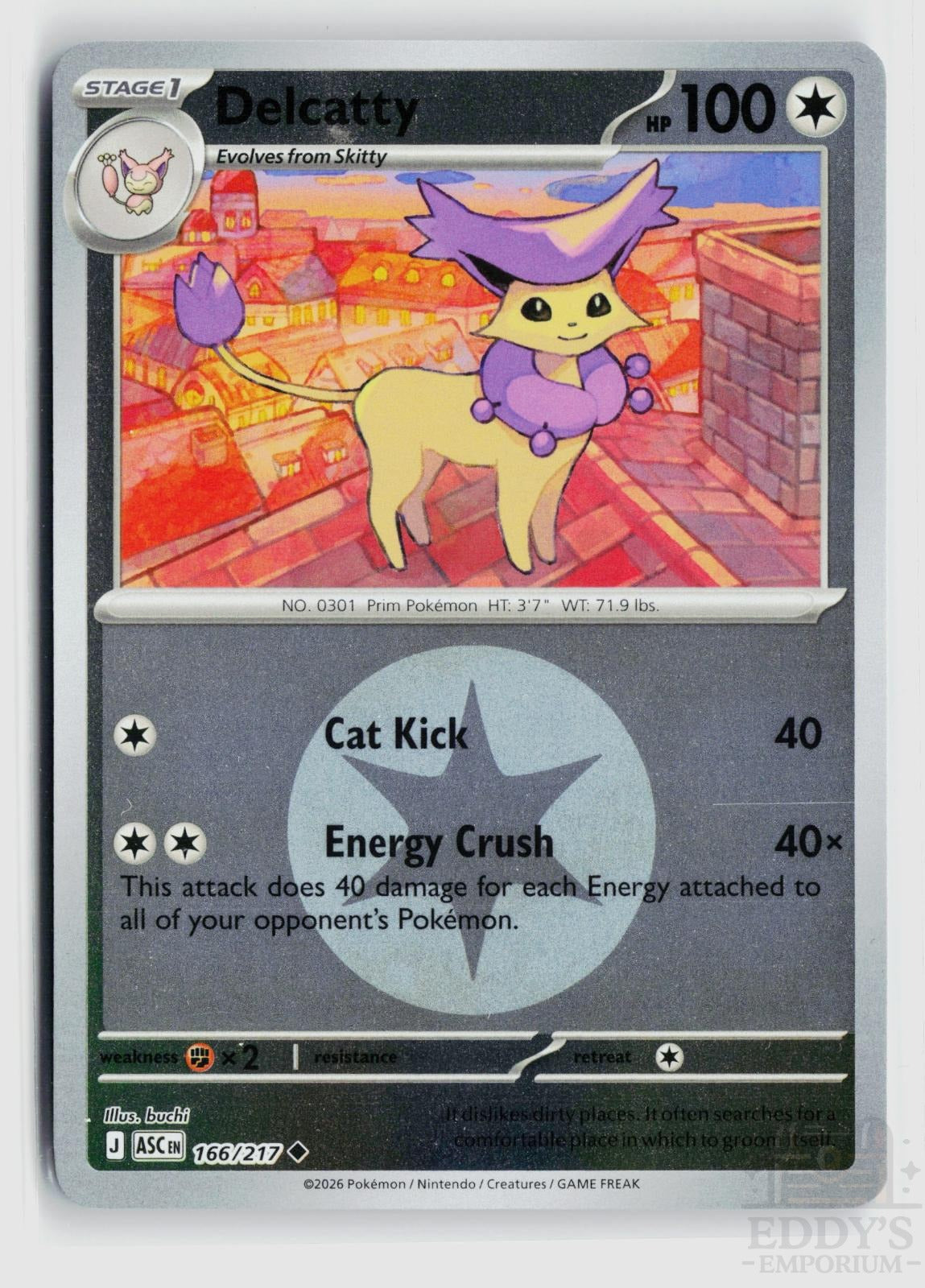 Delcatty (Energy Symbol Pattern) 166/217 Ascended Heroes Pokemon Reverse Holo NM
