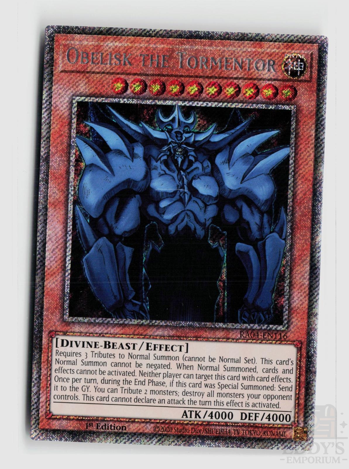 Obelisk the Tormentor (Platinum Secret Rare) RA04-EN116 Yu-Gi-Oh Quarter Century Stampede