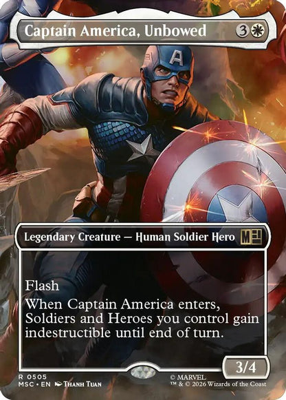 Captain America, Unbowed (Borderless) 505 Commander: Marvel Super Heroes Magic: The Gathering Foil