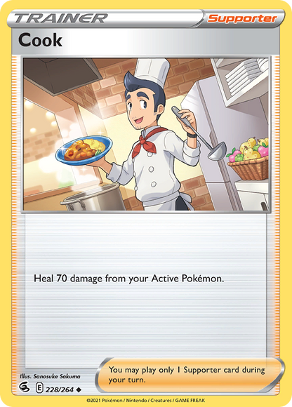 Cook 228/264 Fusion Strike Pokemon Reverse Holo Uncommon NM