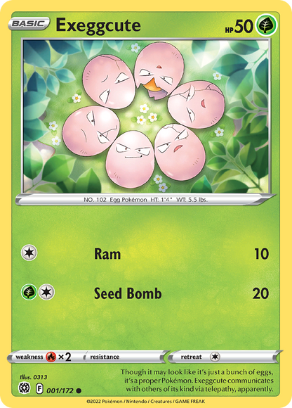 Exeggcute 001/172 Brilliant Stars Pokemon Reverse Holo Common NM