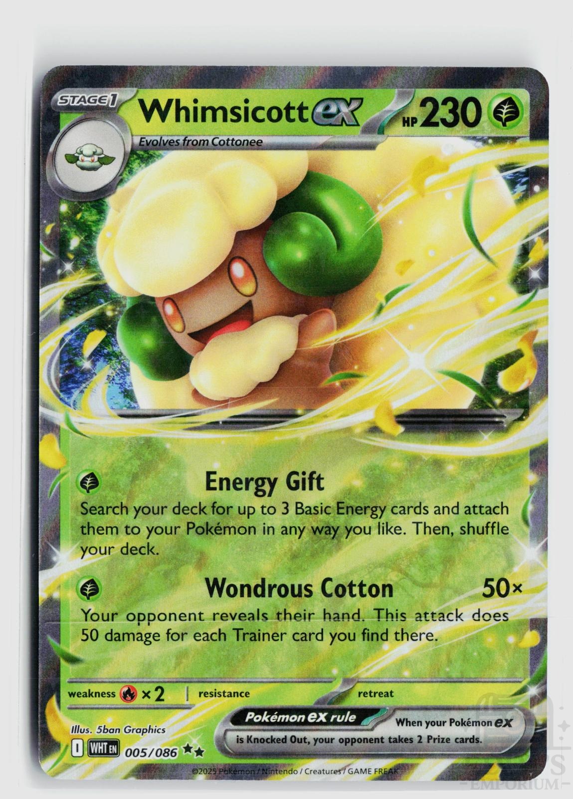 Whimsicott ex 005/086 White Flare Pokemon Holo Double Rare