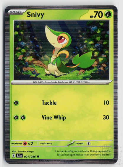 Snivy 001/086 Black Bolt Pokemon Holo Common NM
