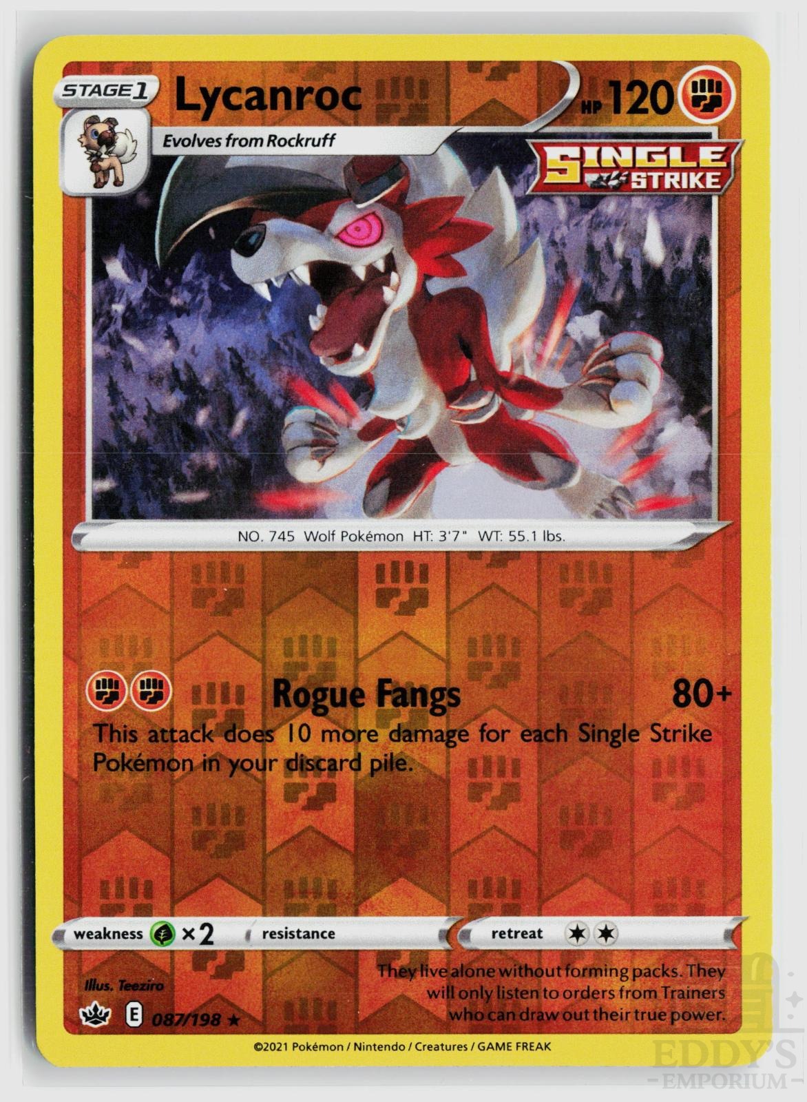 Lycanroc 087/198 Chilling Reign Pokemon Reverse Holo
