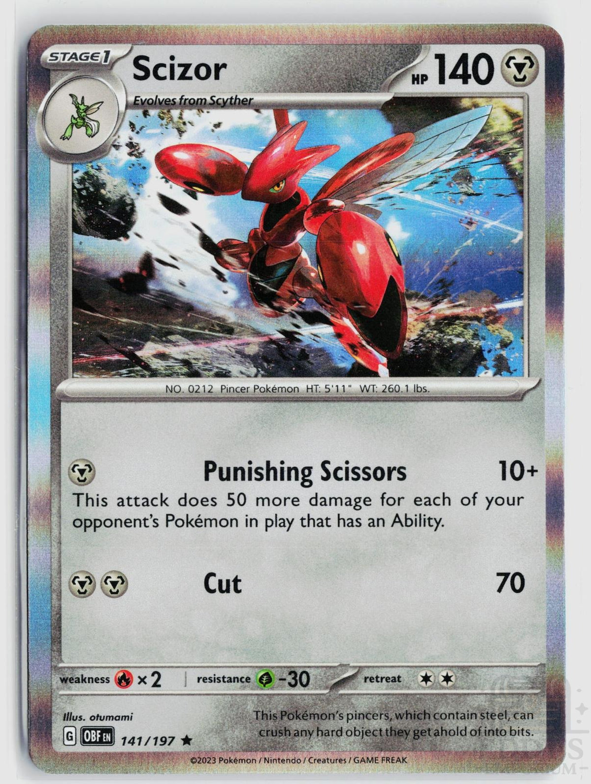Scizor 141/197 Obsidian Flames Pokemon Holo Rare NM