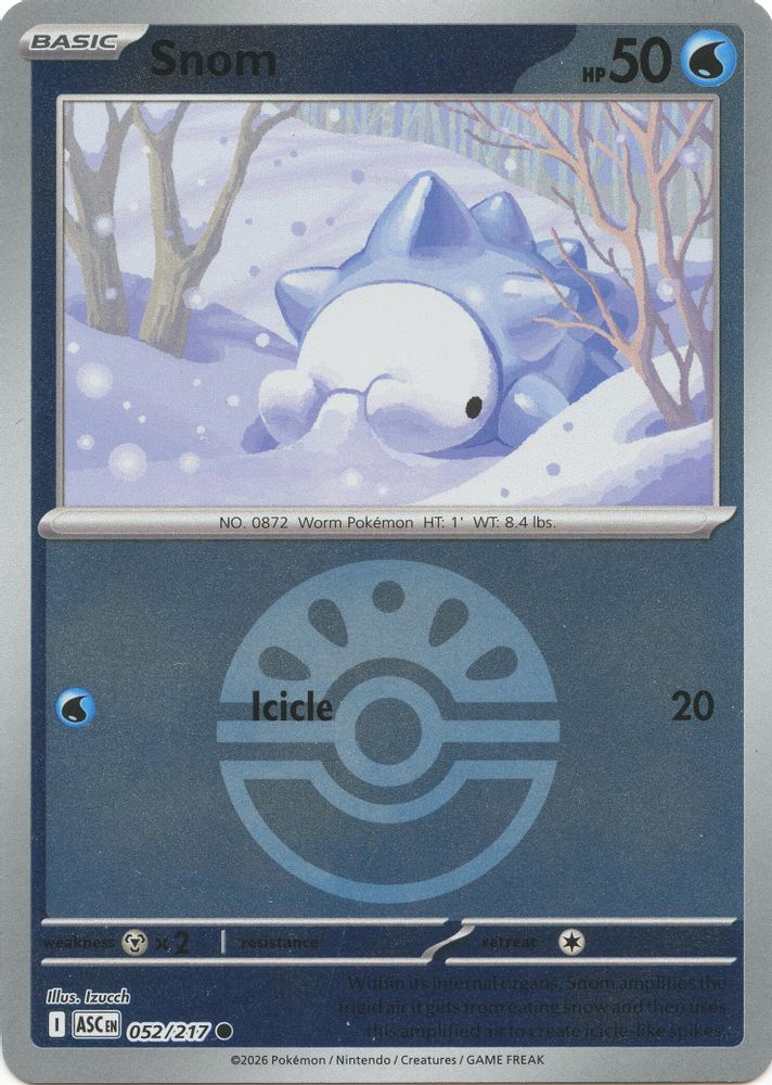 Snom (Friend Ball) 052/217 Ascended Heroes Pokemon Reverse Holo Common NM