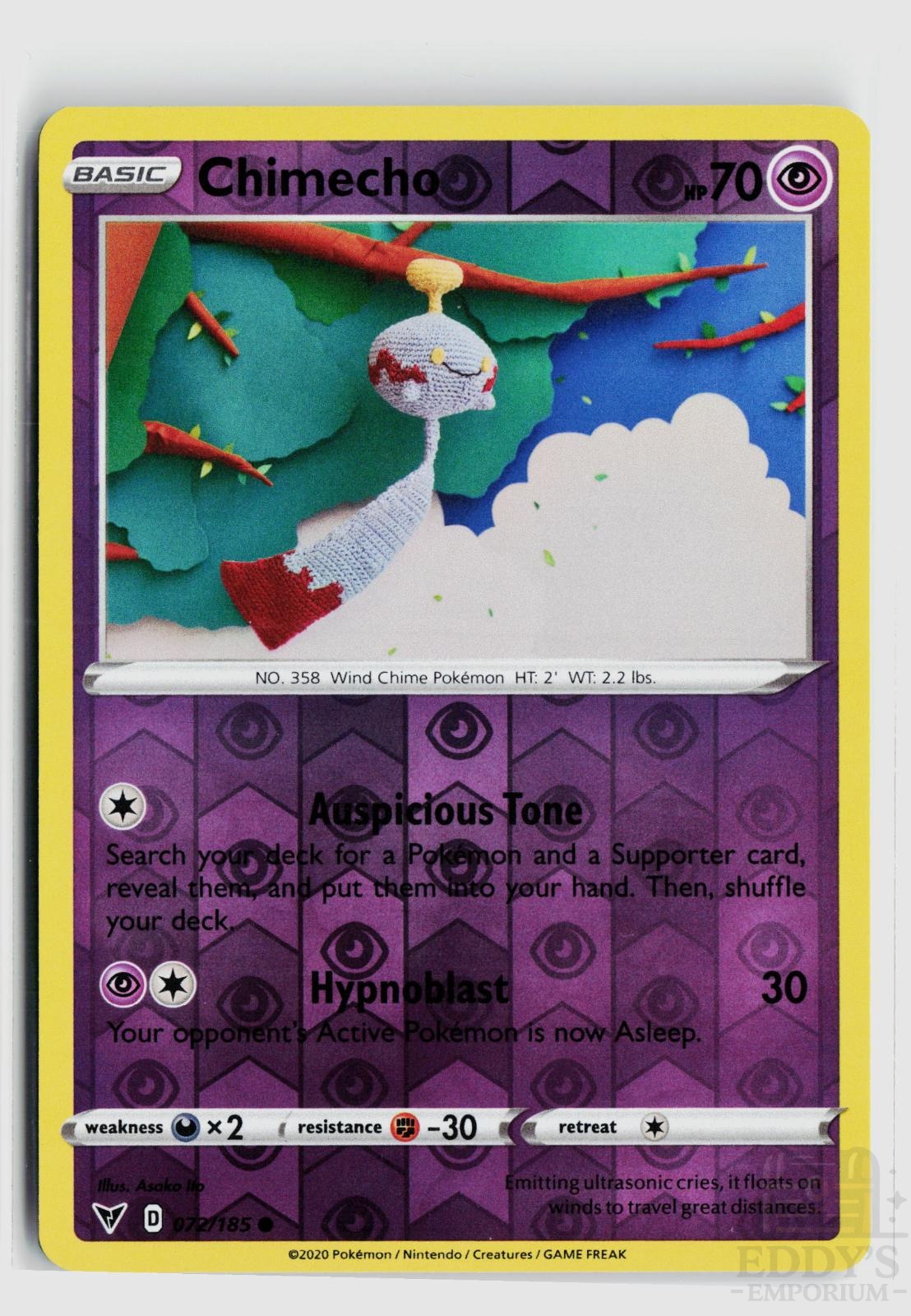 Chimecho 072/185 Vivid Voltage Pokemon Reverse Holo Common NM