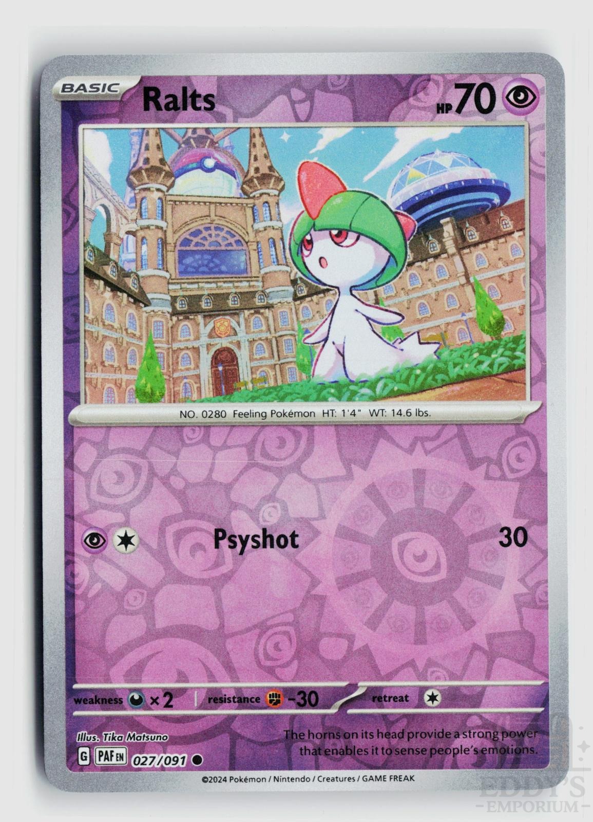 Ralts 027/091 Paldean Fates Pokemon Reverse Holo Common NM