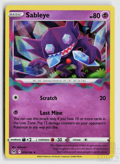 Sableye 070/196 Lost Origin Pokemon Holo Rare NM