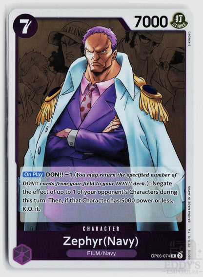 Zephyr (Navy) OP06-074 Wings of the Captain One Piece Foil Rare