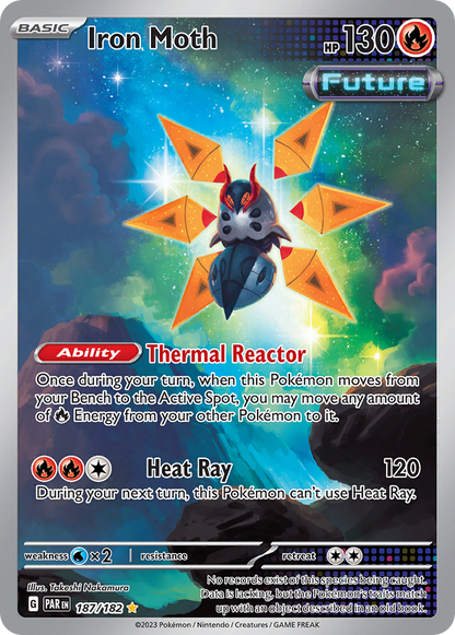 Iron Moth 187/182 Paradox Rift Pokemon Holo Illustration Rare