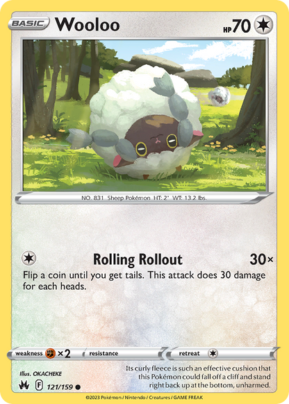 Wooloo 121/159 Crown Zenith Pokemon Reverse Holo Common NM