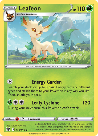 Leafeon 013/189 Astral Radiance Pokemon Reverse Holo Rare NM