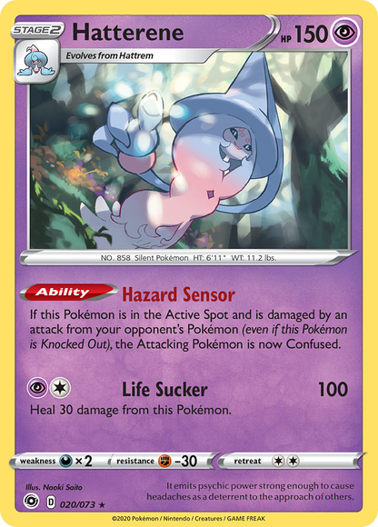 Hatterene 020/073 Champion's Path Pokemon Holo Rare NM