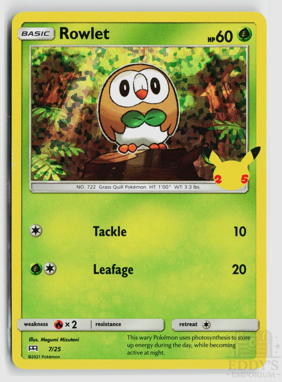 Rowlet 007/025 McDonald's 25th Anniversary Promos Pokemon Holo Promo