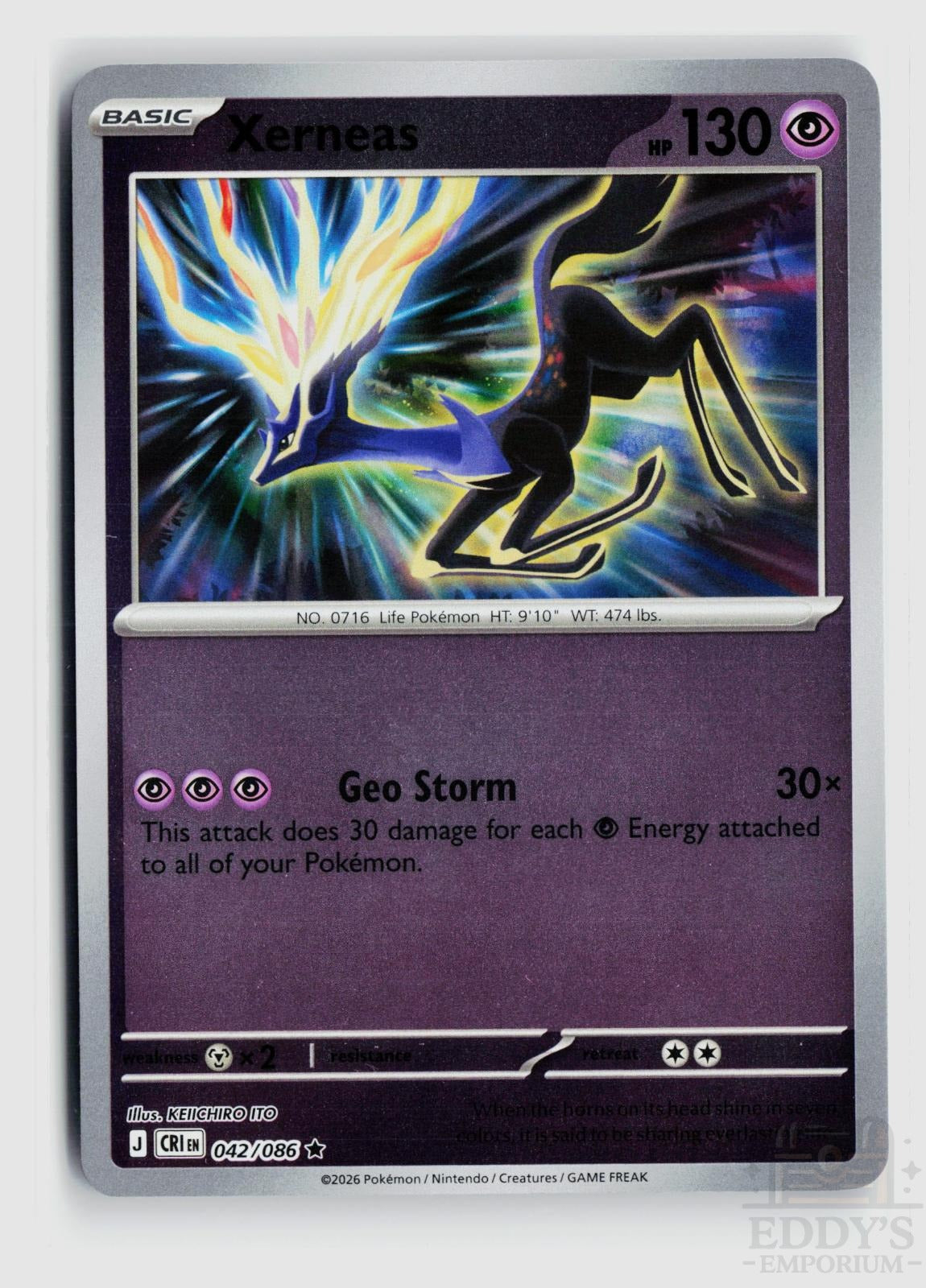Xerneas 042/086 Chaos Rising Pokemon Reverse Holo Rare NM