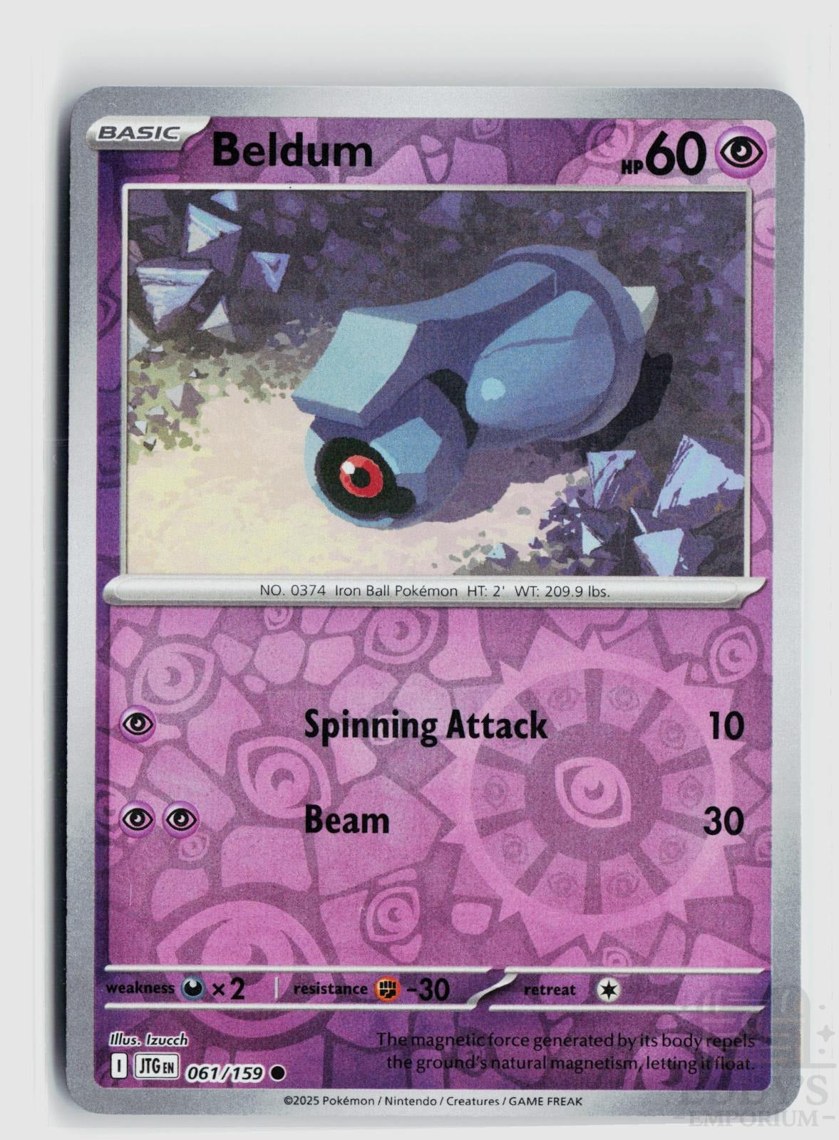 Beldum 061/159 Journey Together Pokemon Reverse Holo Common NM
