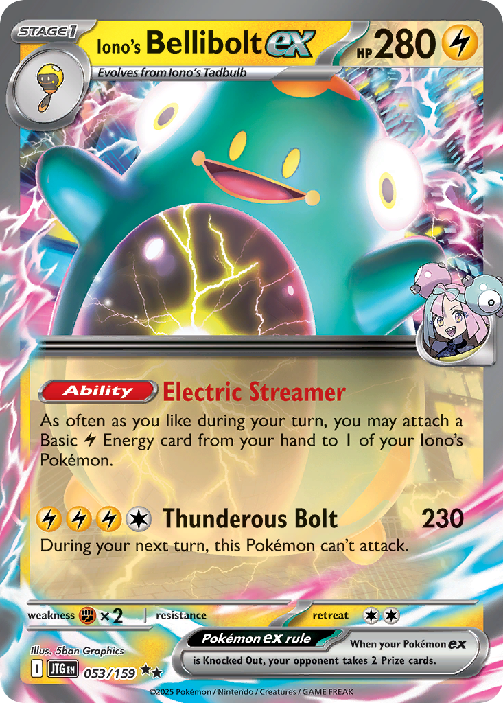 Iono's Bellibolt ex 053/159 Journey Together Pokemon Holo Double Rare