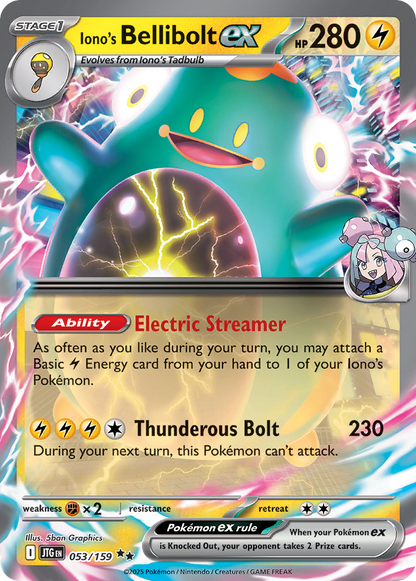 Iono's Bellibolt ex 053/159 Journey Together Pokemon Holo Double Rare