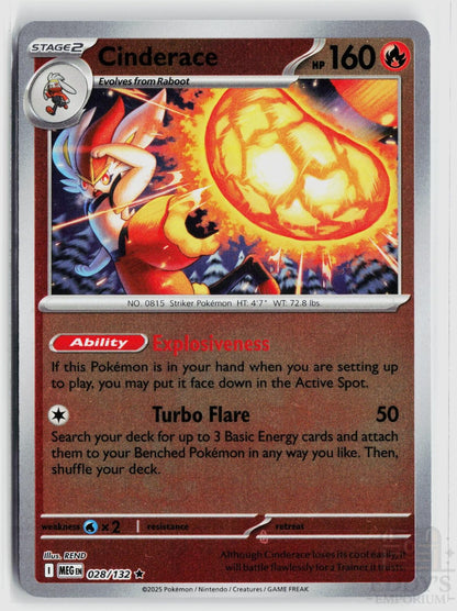 Cinderace 028/132 Mega Evolution Pokemon Reverse Holo Rare NM