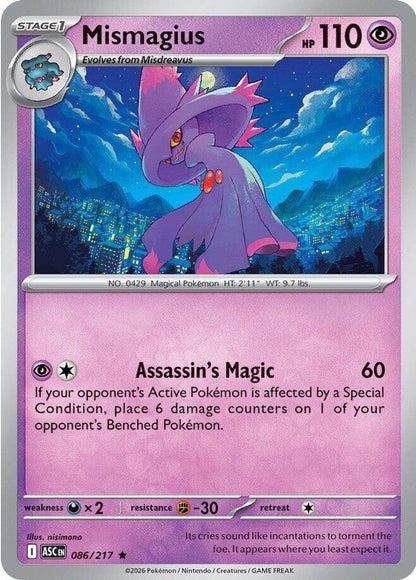 Mismagius 086/217 Ascended Heroes Pokemon Holo Rare NM