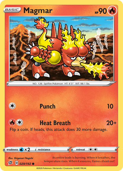 Magmar 029/192 Rebel Clash Pokemon Reverse Holo Common NM