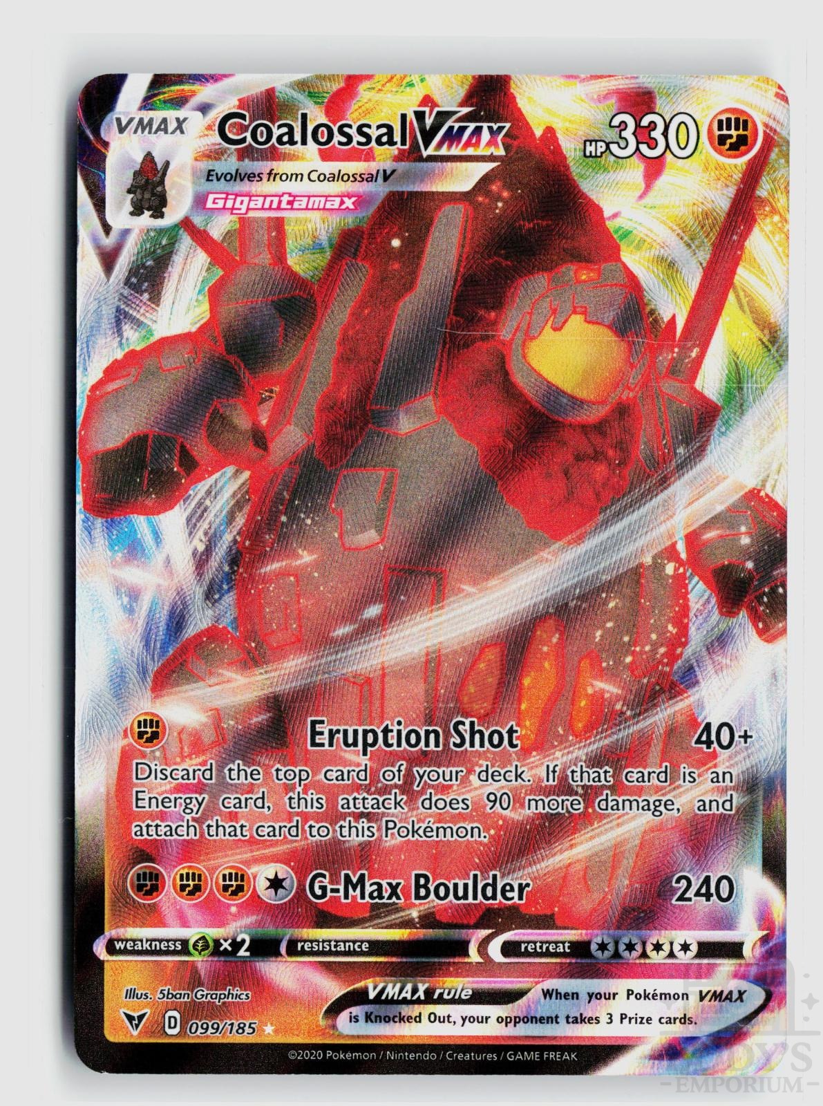 Coalossal VMAX 099/185 Vivid Voltage Pokemon Holo VMAX Rare