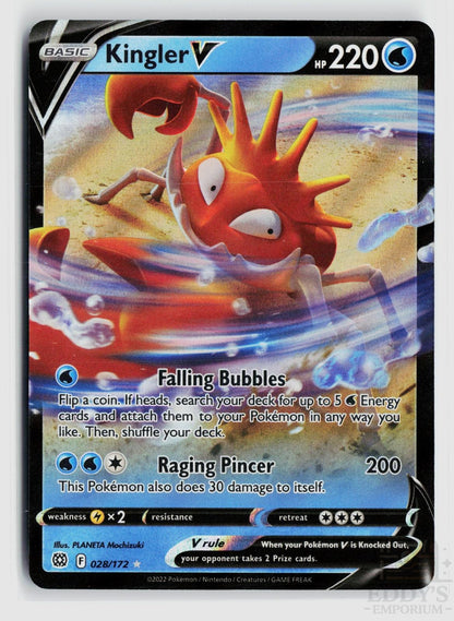 Kingler V 028/172 Brilliant Stars Pokemon Holo V Rare