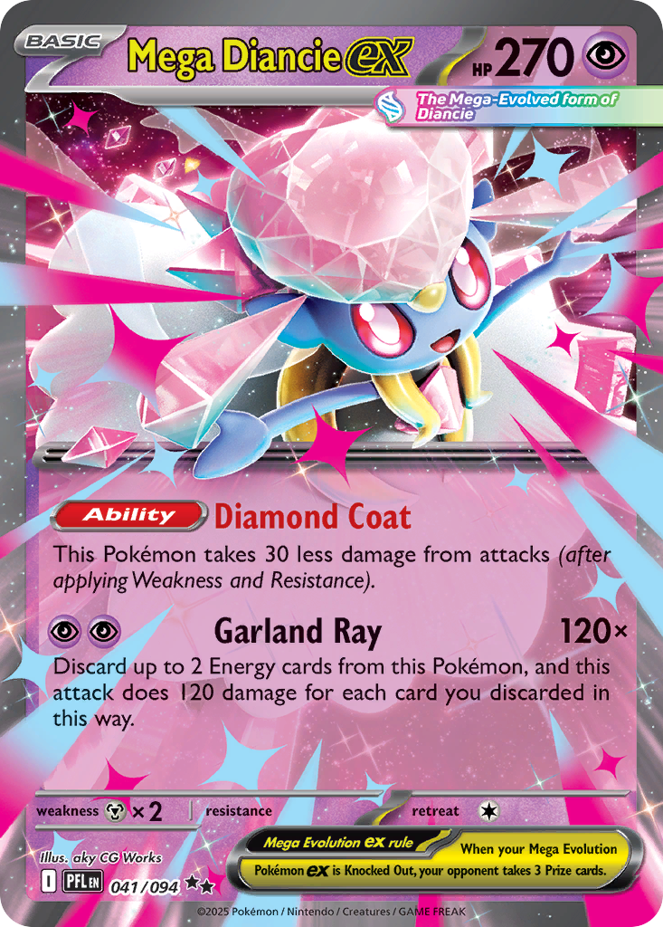 Mega Diancie ex 041/094 Phantasmal Flames Pokemon Holo Double Rare