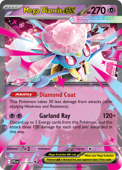 Mega Diancie ex 041/094 Phantasmal Flames Pokemon Holo Double Rare