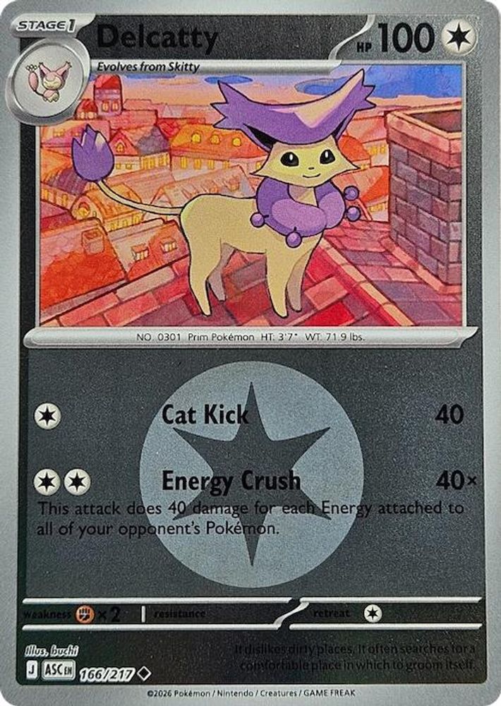Delcatty (Energy Symbol Pattern) 166/217 Ascended Heroes Pokemon Reverse Holo NM