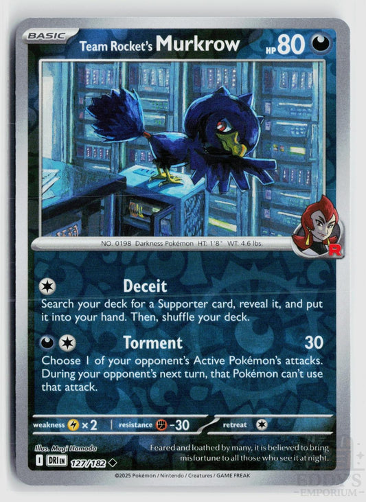 Team Rocket's Murkrow 127/182 Destined Rivals Pokemon Reverse Holo