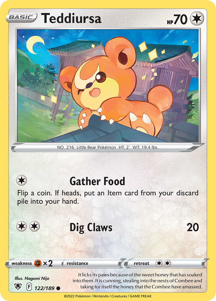 Teddiursa 122/189 Astral Radiance Pokemon Reverse Holo Common NM